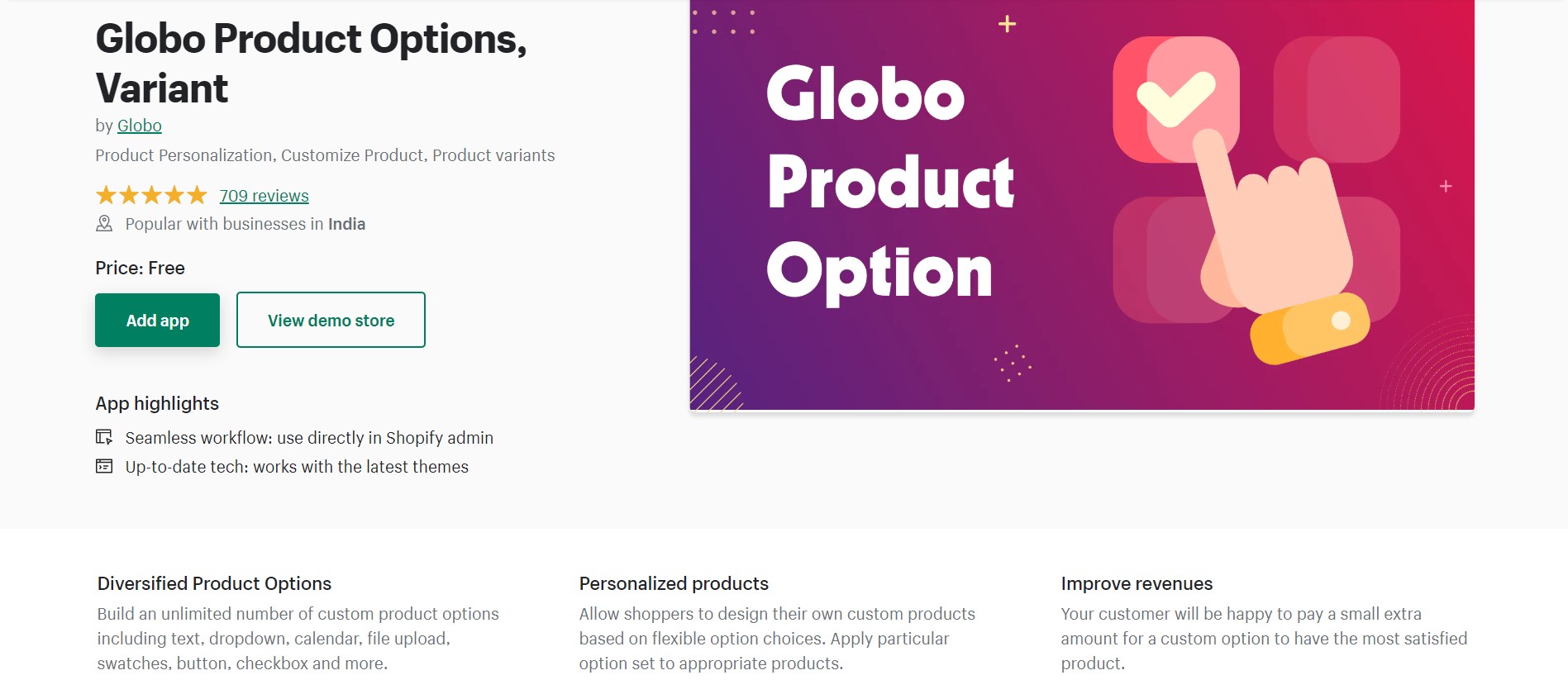 globo product options