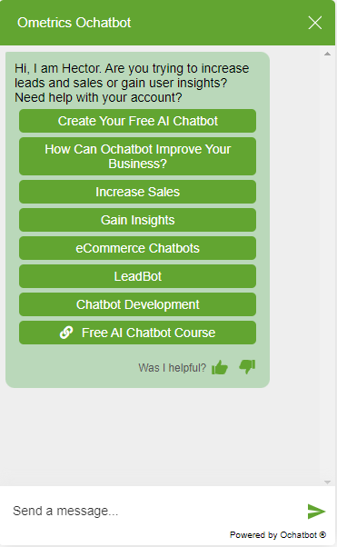 screenshot of the hector chatbot