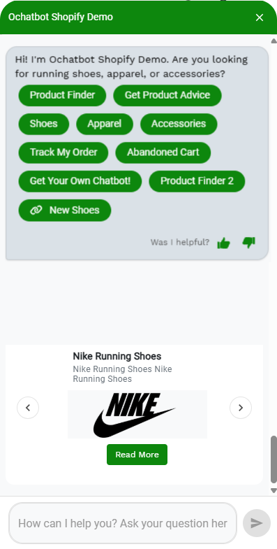 screenshot of the hector chatbot